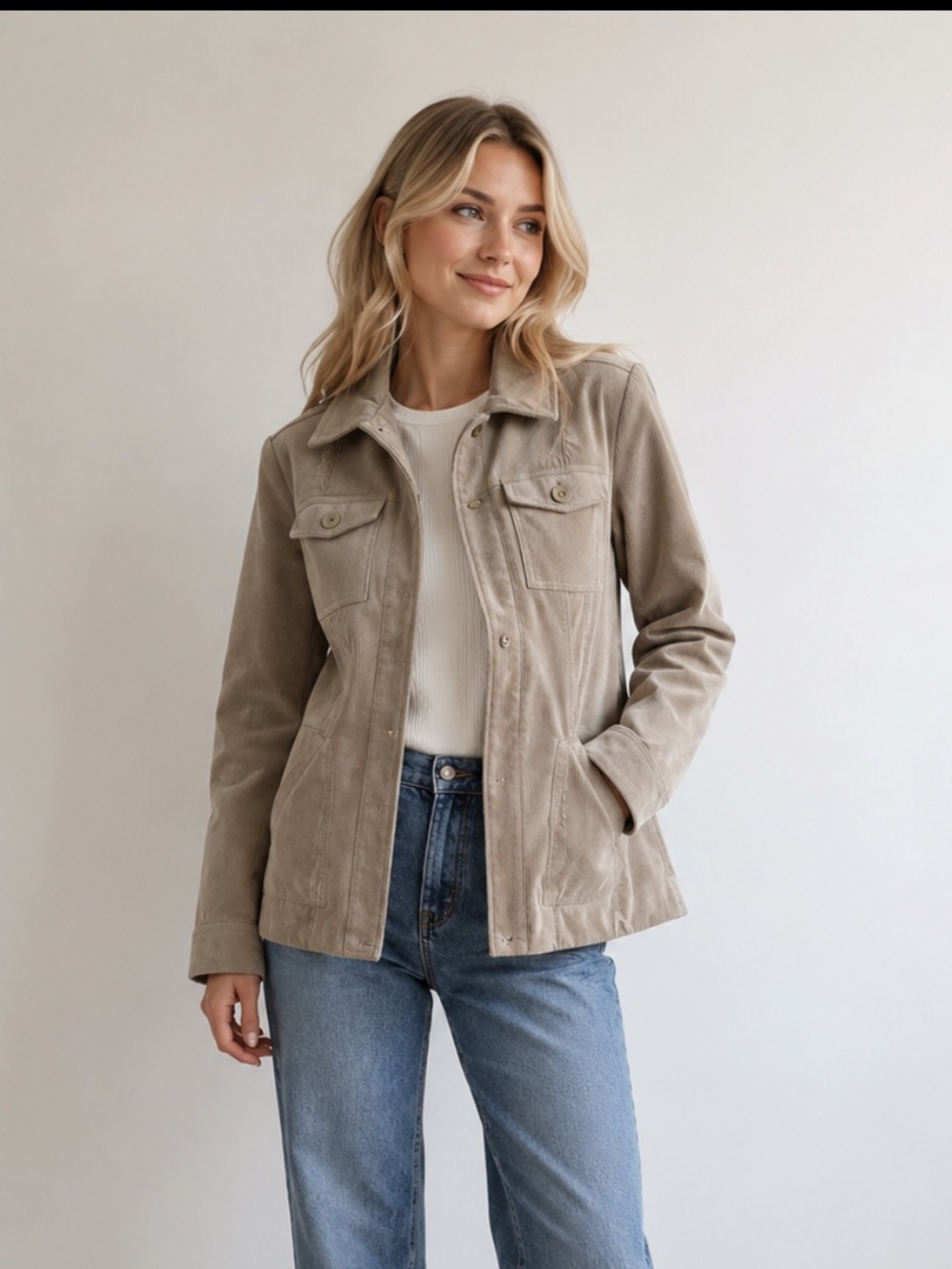 Croft & Barrow light tan corduroy jacket size Medium